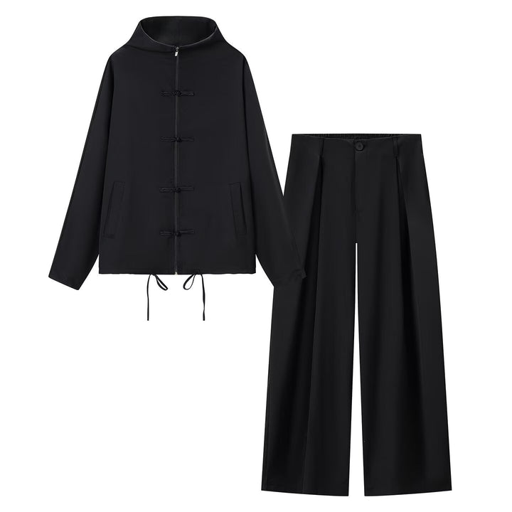Women's lightweight boxy jacket with stand-up collar, zipper front, drawstring and decorative knot closures Mune Fashion