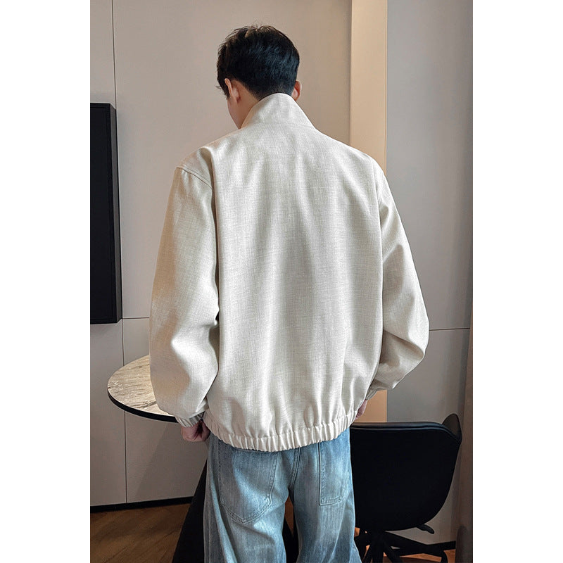 Men's Lightweight Transitional Jacket with Stand-Up Collar and Zipper Mune Fashion