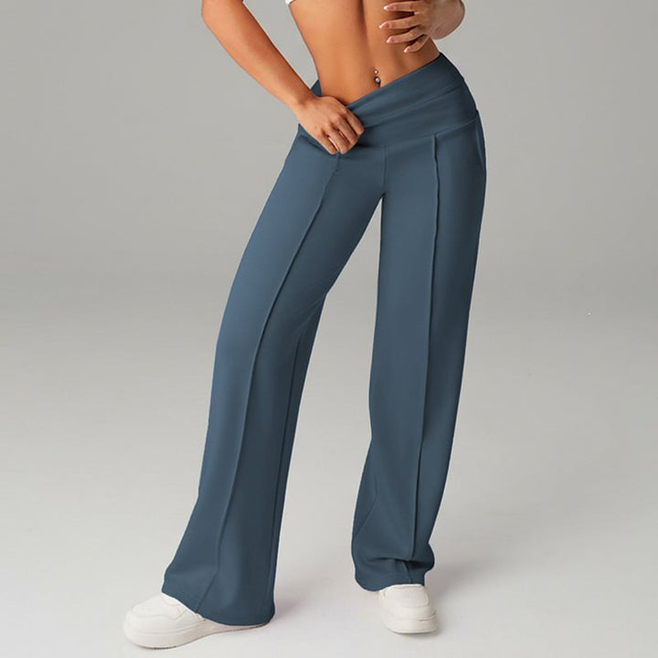 Women's High-Waist Palazzo Sweatpants with Crease and Comfort Waistband Mune Fashion