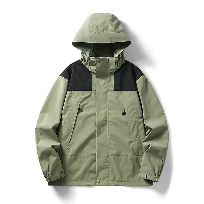 Men's two-tone lightweight softshell outdoor jacket with hood, wind and water-resistant membrane Mune Fashion