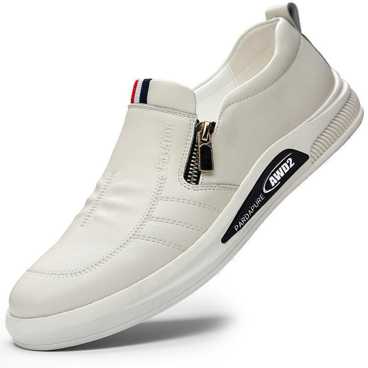 Men's Comfortable Slip-On Leather Sneakers with Discreet Zipper and Flexible Sole Profile Mune Fashion