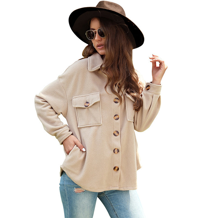 Women's Oversized Teddy Shacket with button placket, patch pockets, and soft lining Mune Fashion