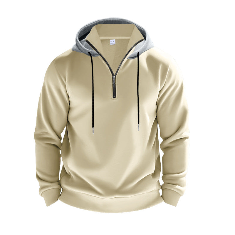 Men's hoodie with short zipper, double-layer hood and drawstring Mune Fashion