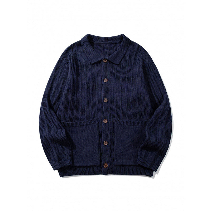Unisex Chunky Knitted Shirt Jacket with Kent Collar, Button Placket and Patch Pockets Mune Fashion