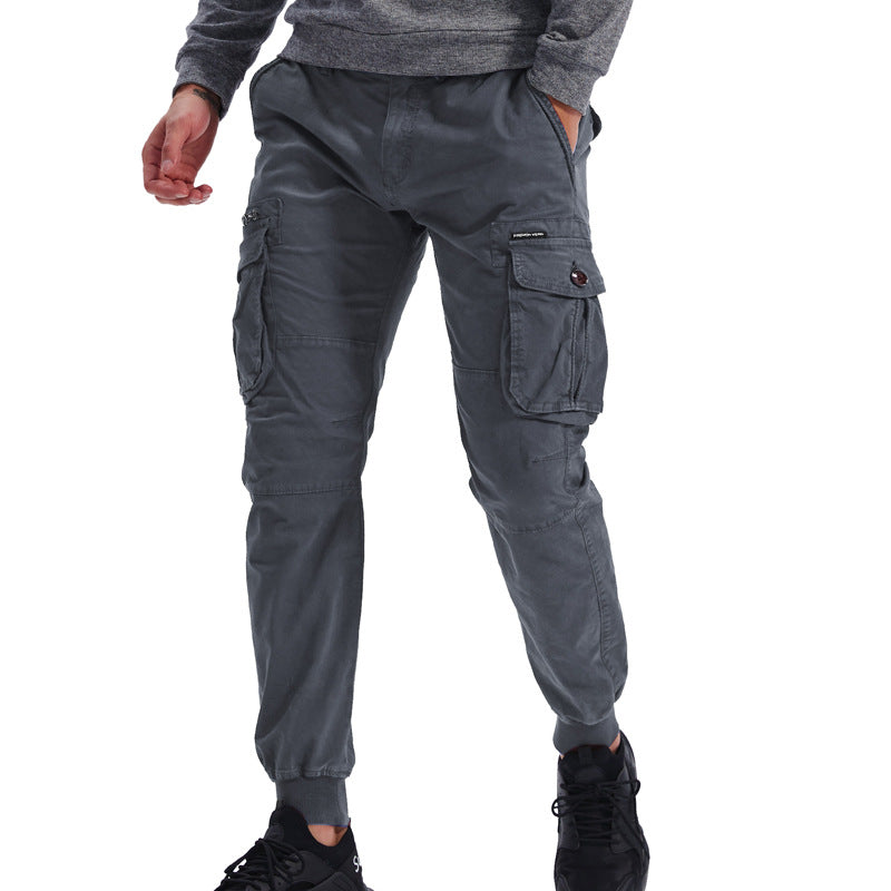 Men's Cargo Jogging Pants with Multifunctional Pockets, Elastic Cuffs and Tapered Fit Mune Fashion