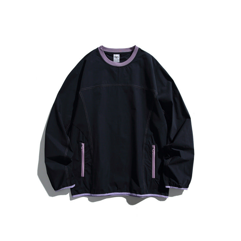 Unisex Lightweight technical oversized sweater with round neckline, zippered pockets, and contrasting finishes Mune Fashion