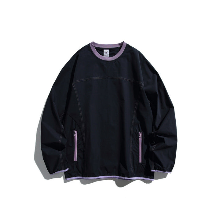 Unisex Lightweight technical oversized sweater with round neckline, zippered pockets, and contrasting finishes Mune Fashion