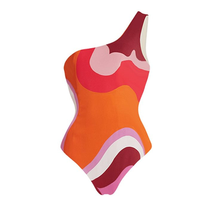 Women's asymmetrical swimsuit with modern graphic design Mune Fashion