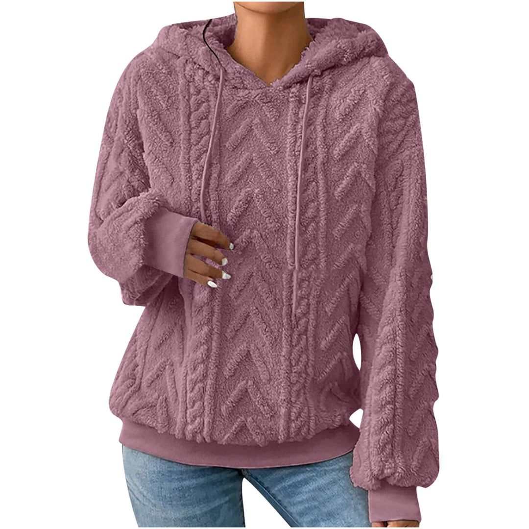 Women's hooded sweater with cable pattern, side pockets and ribbed cuffs Mune Fashion