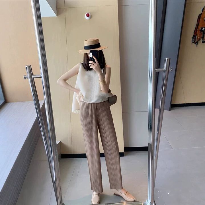 Women's Elegant Pleated Pants Drune