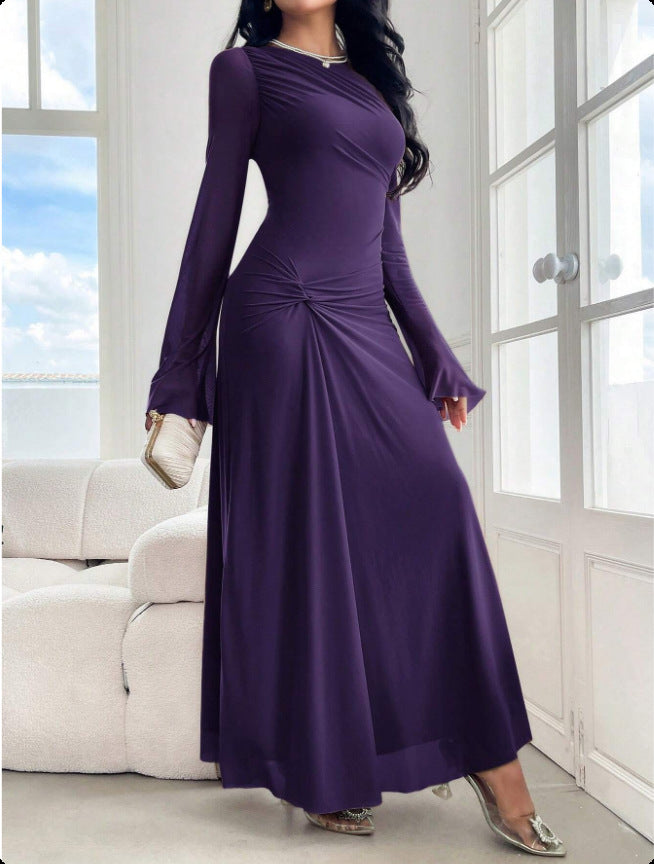 Women's maxi dress with gathered waist and bell sleeves Mune Fashion