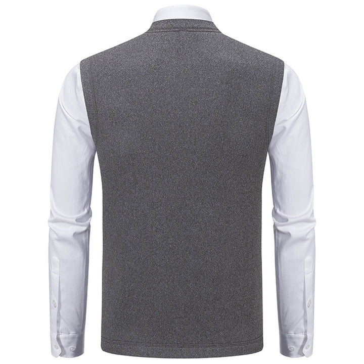 Men's Sleeveless Fine Knit Vest with V-Neck and Continuous Button Placket Mune Fashion