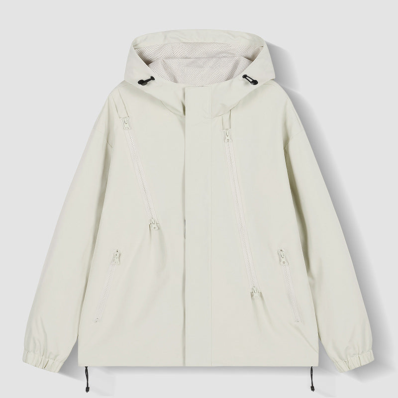 Men's nan technical hooded jacket with water-repellent softshell, angled zip pockets, and adjustable hem Mune Fashion
