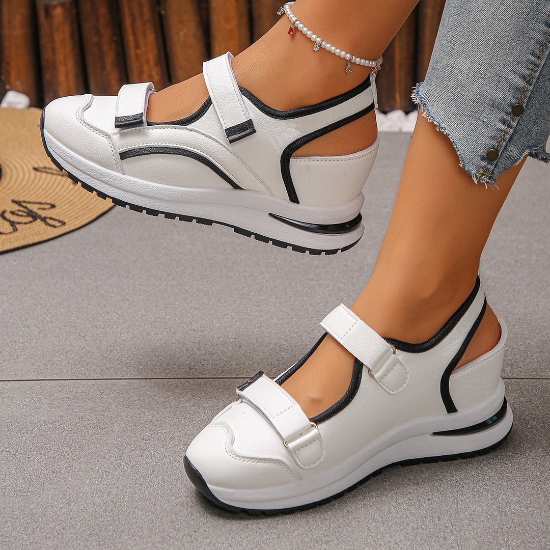 Damen sportliche Slingback-Sneakers mit Klettverschluss und leichter Keilsohle Mune Fashion