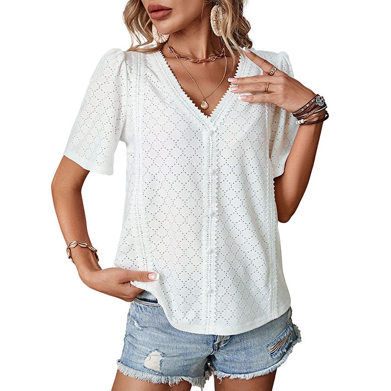 Women Elegant Top with Lace Application Mune Fashion