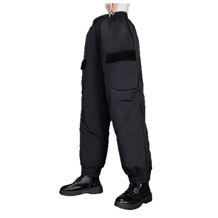 Women's Quilted Thermal Cargo Pants with Elastic Waistband and Cuff Mune Fashion