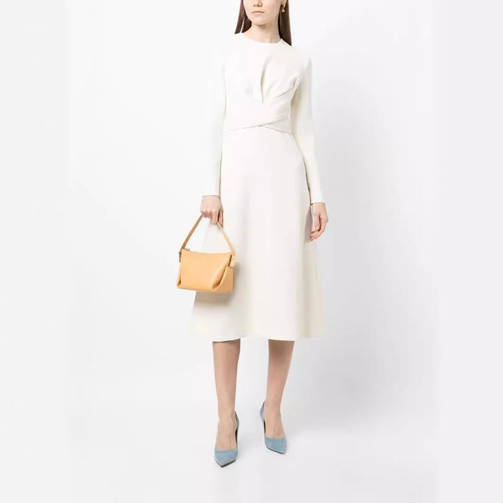 Women's midi dress with fitted draping and A-line skirt Mune Fashion