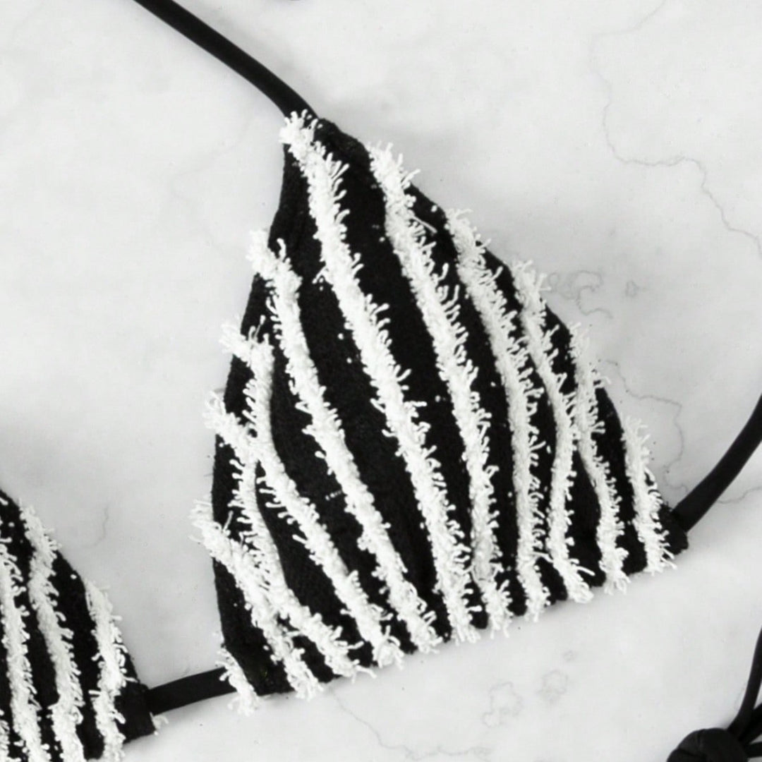 Women's Triangle Bikini with striking striped pattern Mune Fashion