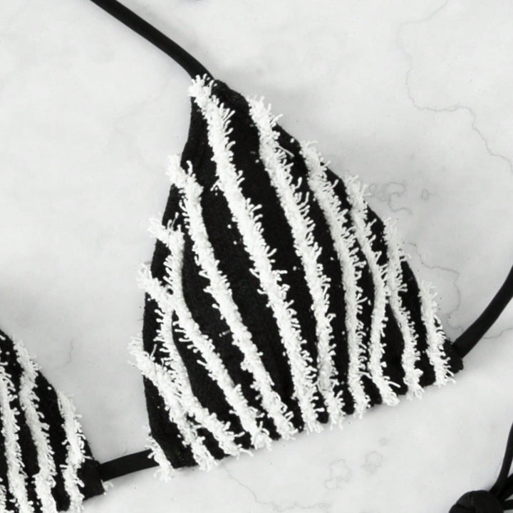Women's Triangle Bikini with striking striped pattern Mune Fashion
