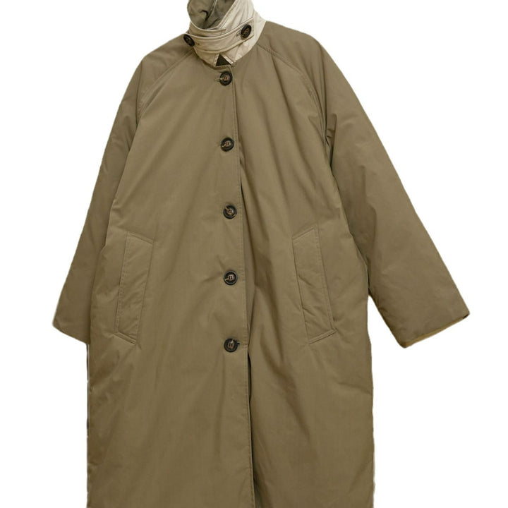 Women's Quilted Long Coat with Stand Collar, Button Placket and Loose Fit Mune Fashion