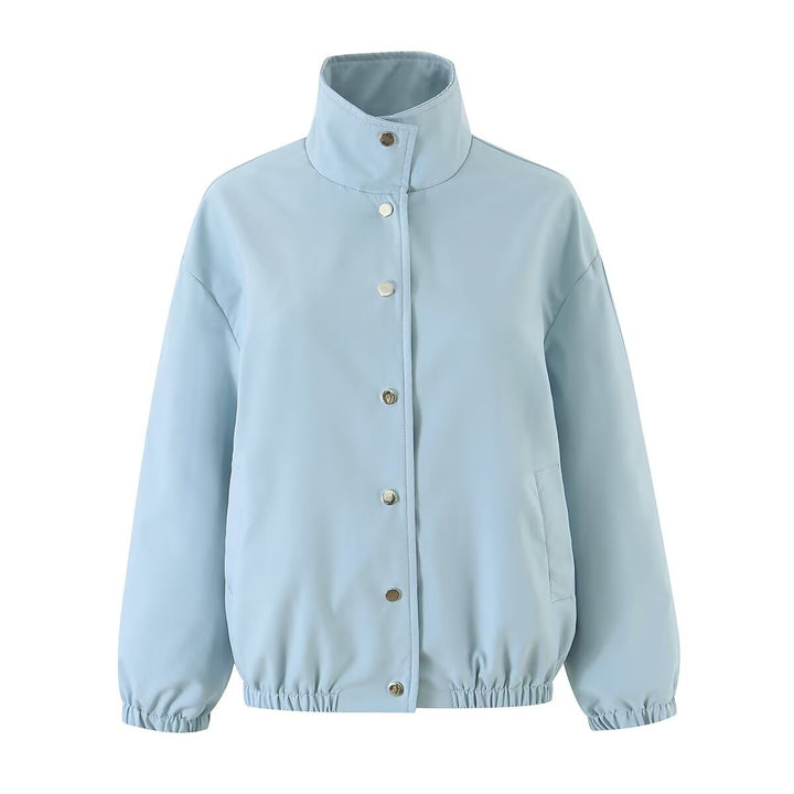 Women Two-Piece Set consisting of short blouson with stand-up collar and high-waisted pencil skirt Drune