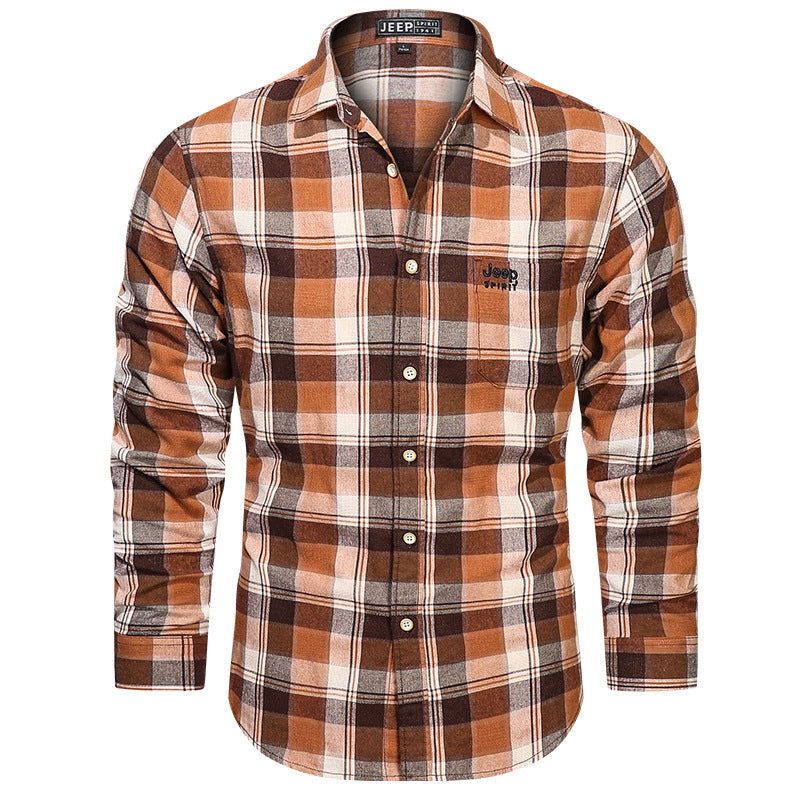 Men's tailored checked pattern flannel shirt with chest pocket and soft cotton blend Mune Fashion