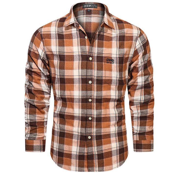 Men's tailored checked pattern flannel shirt with chest pocket and soft cotton blend Mune Fashion