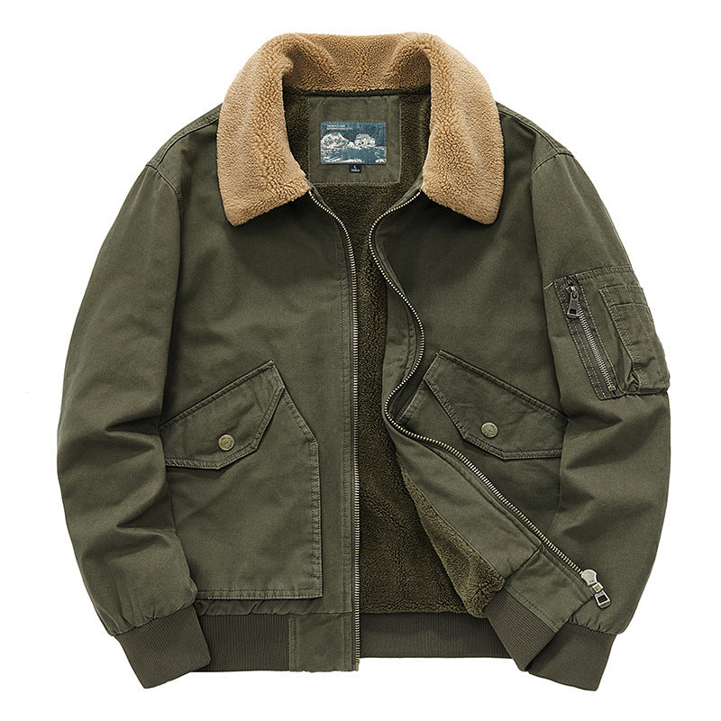 Men's pilot jacket with Sherpa lining, teddy collar, and utility pockets Mune Fashion