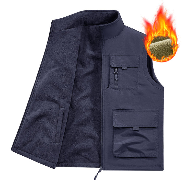 Men's Thermo-Utility Vest with Fleece Lining, Windproof Shell and Multifunction Pockets Mune Fashion