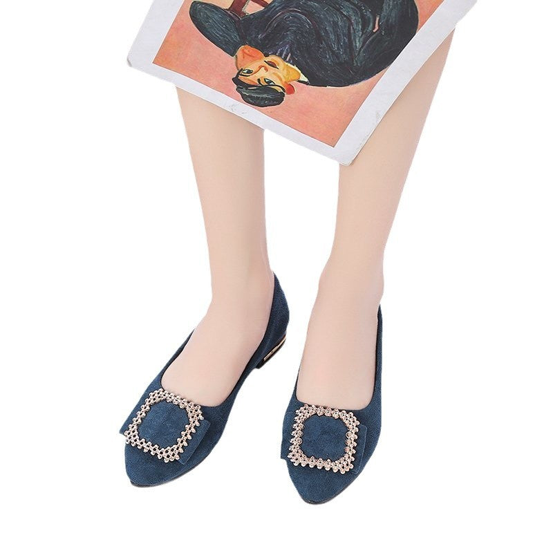 Women's pointed toe Comfort Ballerina with sparkling decorative application and metallic heel edge Mune Fashion