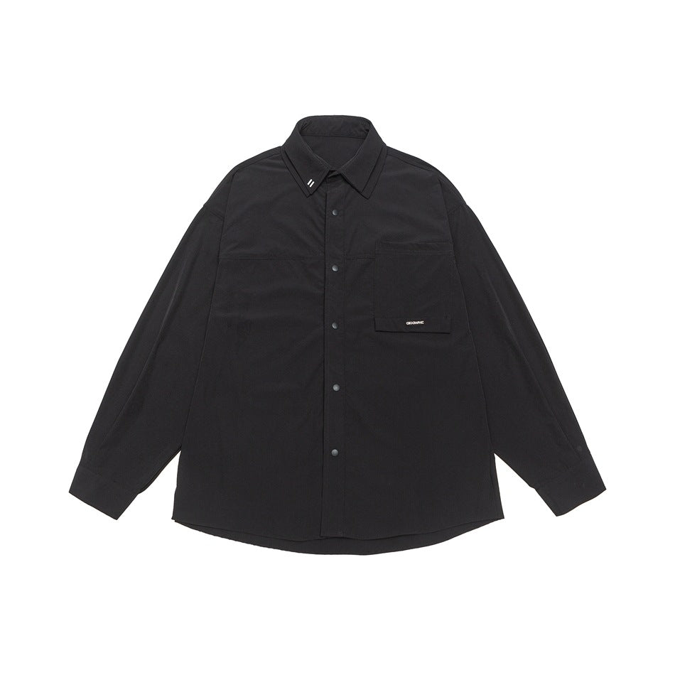 Unisex Oversize Shirt with technical material, breast flap and rounded hem Mune Fashion
