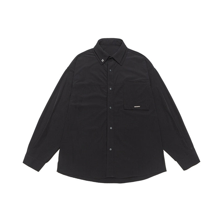 Unisex Oversize Shirt with technical material, breast flap and rounded hem Mune Fashion