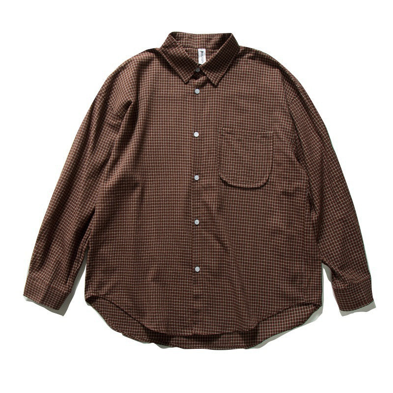 Men's Oversized Checkered Long Sleeve Shirt with Chest Pocket Mune Fashion