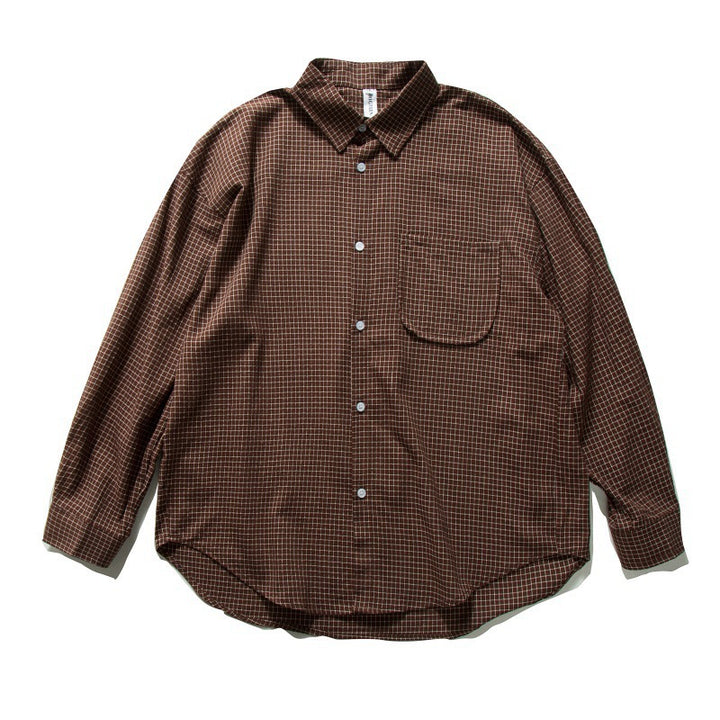 Men's Oversized Checkered Long Sleeve Shirt with Chest Pocket Mune Fashion