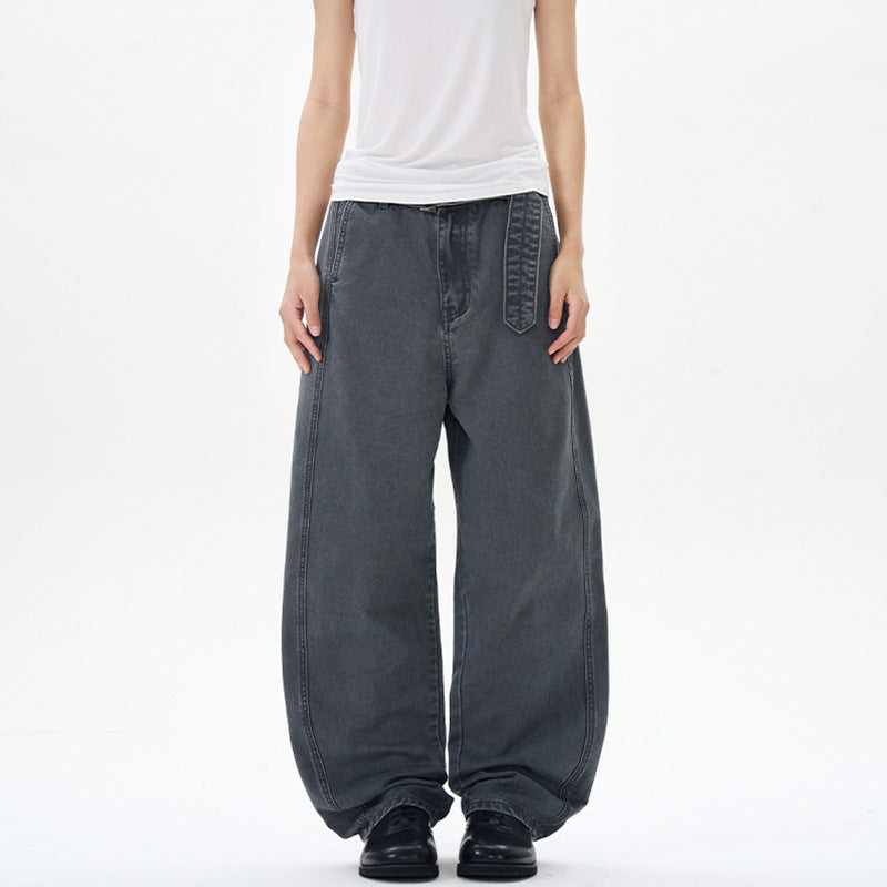 Men's Loose Cotton Baggy Pants with Drop Crotch and Extended Hem Mune Fashion