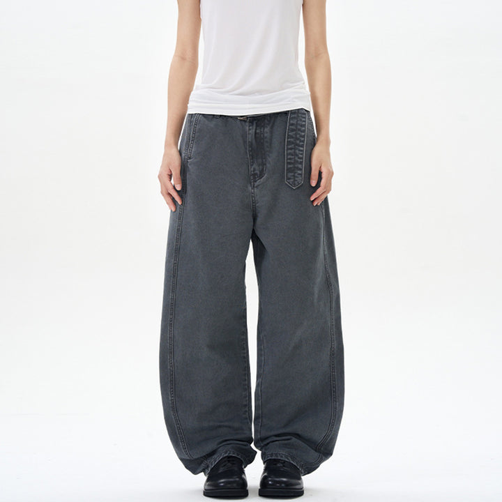 Men's Loose Cotton Baggy Pants with Drop Crotch and Extended Hem Mune Fashion