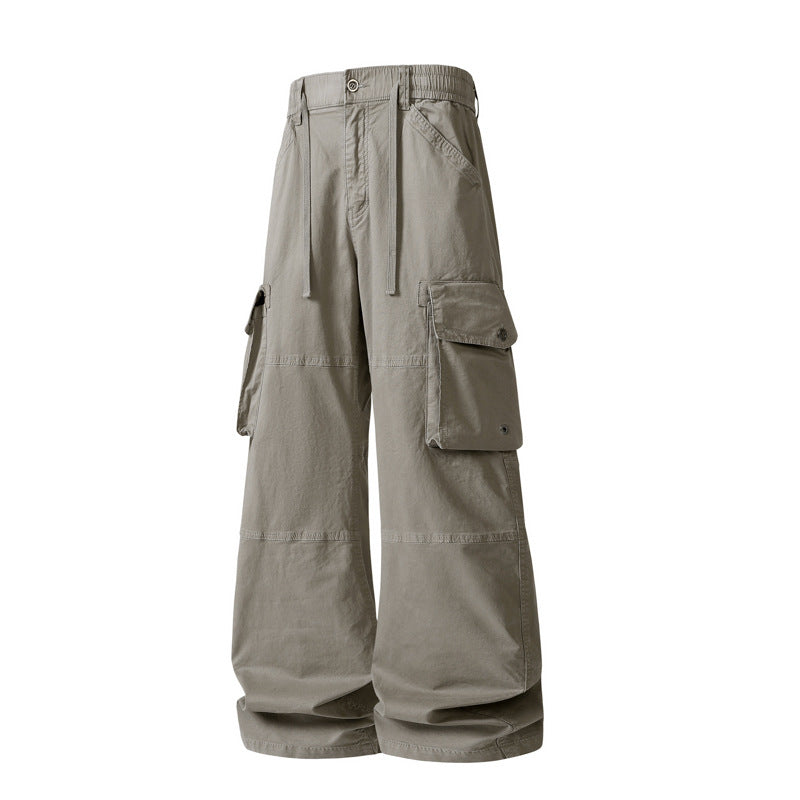 Damen weite Utility-Cargo-Hose mit hoher Taillierung, elastischem Bund und großen Klappentaschen Mune Fashion