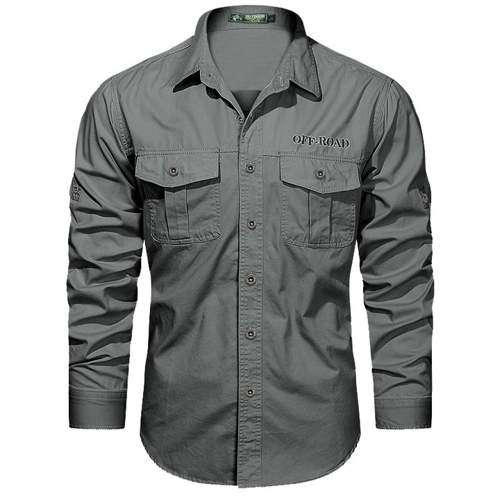 Men's Off-Road Safari Shirt with reinforced flap chest pockets, spread collar, and roll-up sleeves Mune Fashion