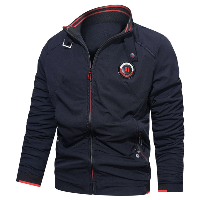 Men's lightweight zip jacket with stand-up collar, sporty contrast details, and zip pockets Mune Fashion