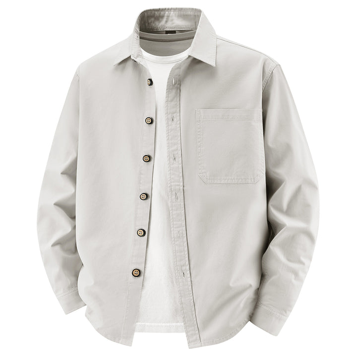 Men's loose overshirt jacket made of cotton blend with chest pocket and full button placket Mune Fashion