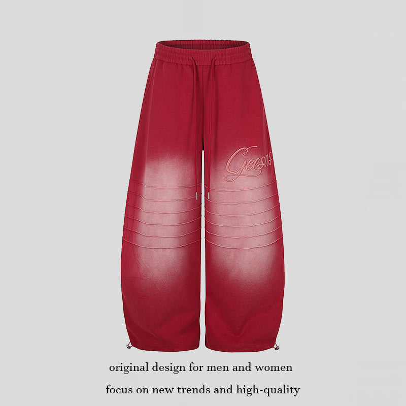 Women's Extra Wide Palazzo Sweatpants with Quilted Details, Drawstring Waistband, and Adjustable Hem Mune Fashion
