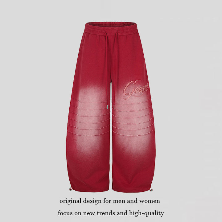 Women's Extra Wide Palazzo Sweatpants with Quilted Details, Drawstring Waistband, and Adjustable Hem Mune Fashion