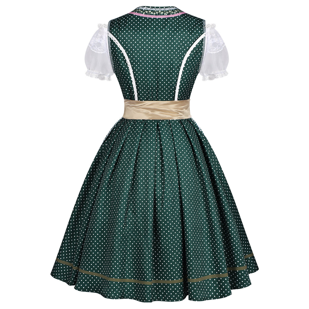 Women's traditional Trachten Dirndl with laced corsage, lace sleeves and flared circle skirt Mune Fashion