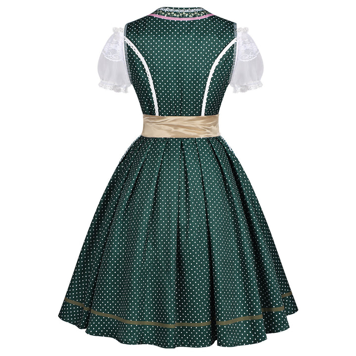 Women's traditional Trachten Dirndl with laced corsage, lace sleeves and flared circle skirt Mune Fashion