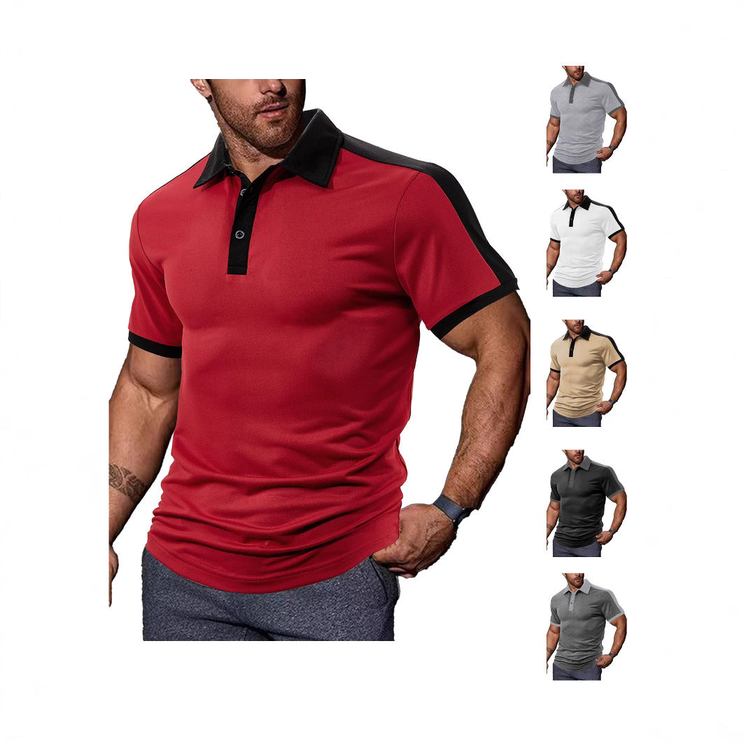 Men's fitted contrast polo shirt with shoulder yoke and shirt collar Mune Fashion
