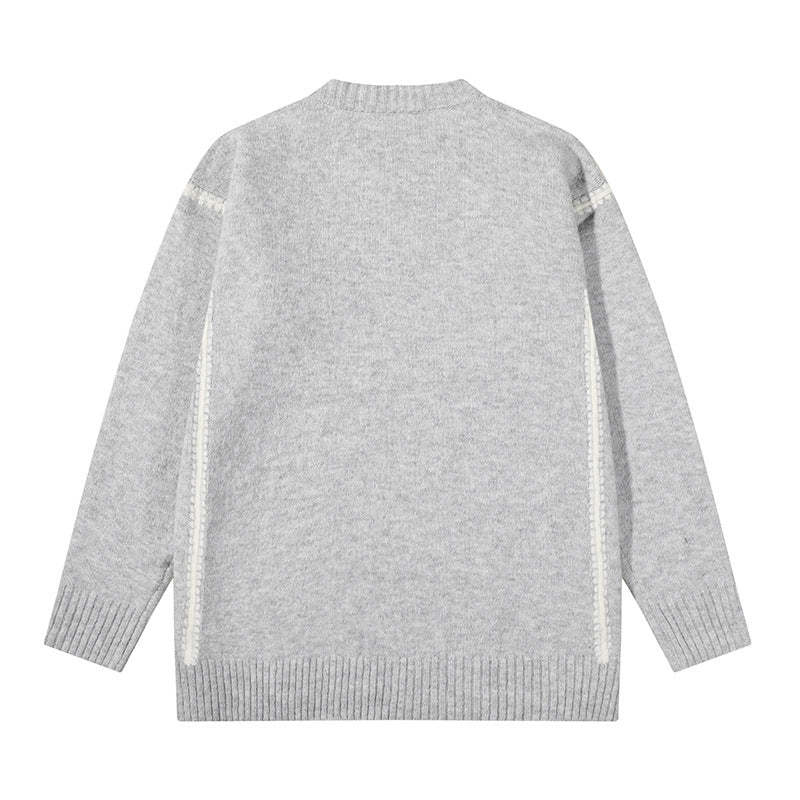 Unisex Oversize Fine Knit Sweater with Round Neck and Ribbed Cuffs Mune Fashion