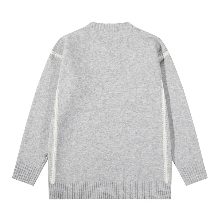 Unisex Oversize Fine Knit Sweater with Round Neck and Ribbed Cuffs Mune Fashion