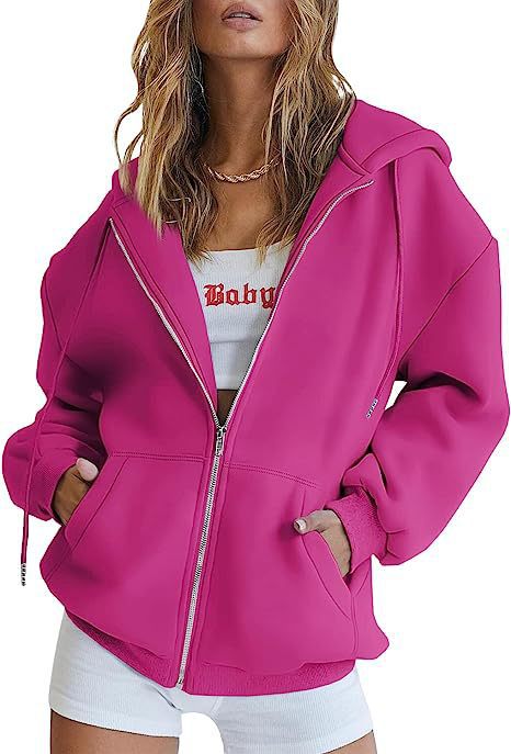 Women oversized hoodie jacket with full zip and kangaroo pockets Mune Fashion