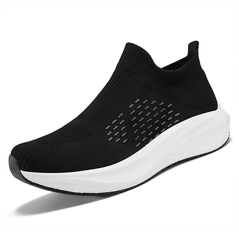 Women's knit slip-on sneaker with seamless elastic shaft and cushioning platform sole Mune Fashion