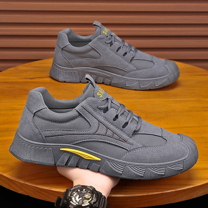 Men's Robust-Padded Retro-Trail-Sneaker made of Velour and Mesh Mix with Eye-Catching Profile Sole Mune Fashion